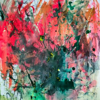 Картина под названием "Green and red" - Emily Starck, Подлинное произведение искусства, Акрил