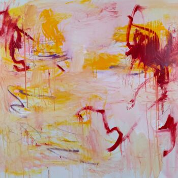 Painting titled "Twombly" by Emily Starck, Original Artwork, Acrylic Mounted on Wood Stretcher frame