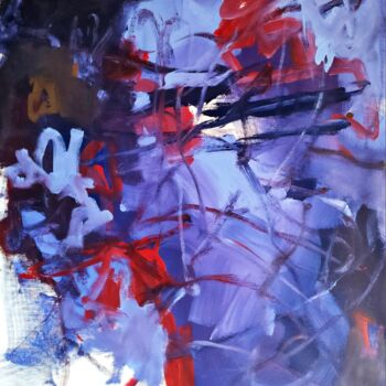 Картина под названием "Bleu lavande" - Emily Starck, Подлинное произведение искусства, Акрил Установлен на Деревянная рама д…