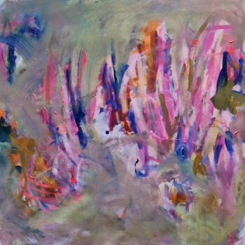 Malarstwo zatytułowany „Variations florales” autorstwa Emily Starck, Oryginalna praca, Akryl Zamontowany na Drewniana rama n…