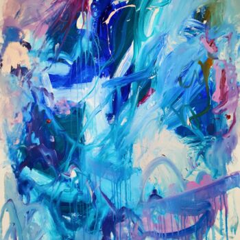 Painting titled "Blue escape" by Emily Starck, Original Artwork, Acrylic Mounted on Wood Stretcher frame