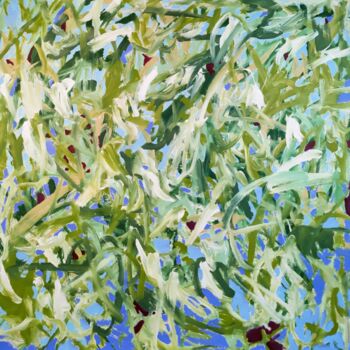 Malarstwo zatytułowany „Vertes fougères” autorstwa Emily Starck, Oryginalna praca, Akryl Zamontowany na Drewniana rama noszy