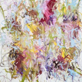 Картина под названием "August flowers" - Emily Starck, Подлинное произведение искусства, Акрил Установлен на Деревянная рама…
