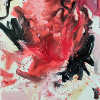 Peinture intitulée "Énergie en rouge et…" par Emily Starck, Œuvre d'art originale, Huile Monté sur Châssis en bois