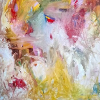 「The colors of happi…」というタイトルの絵画 Emily Starckによって, オリジナルのアートワーク, オイル ウッドストレッチャーフレームにマウント