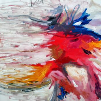 Painting titled "Flamme de vie" by Emily Starck, Original Artwork, Oil Mounted on Wood Stretcher frame