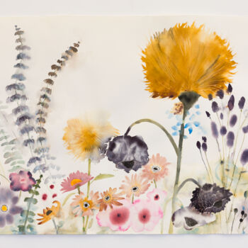 「Field Flowers」というタイトルの絵画 Emily Stedmanによって, オリジナルのアートワーク, 水彩画