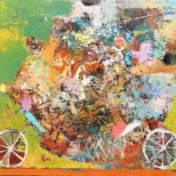 Pittura intitolato "Motorbike" da Emin Qahramanov, Opera d'arte originale, Olio