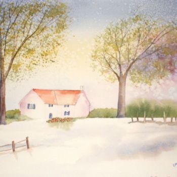 Painting titled "Dans la campagne" by Jocelyne Dumont, Original Artwork