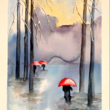 Painting titled "Sous la pluie d'apr…" by Jocelyne Dumont, Original Artwork