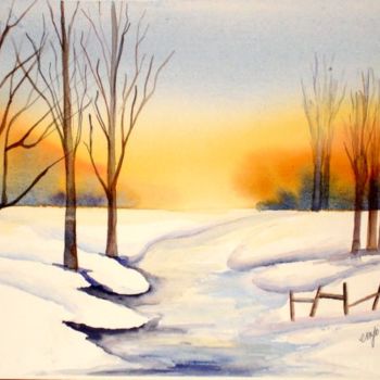 Pintura titulada "Matin d'hiver" por Jocelyne Dumont, Obra de arte original