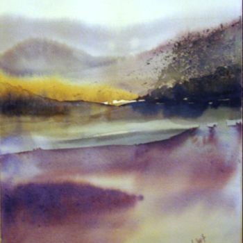 Pintura titulada "Lac de montagne" por Jocelyne Dumont, Obra de arte original