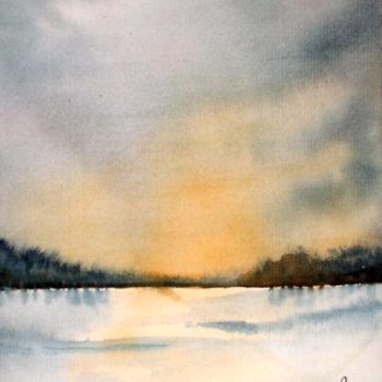 Peinture intitulée "L'hiver au crépuscu…" par Jocelyne Dumont, Œuvre d'art originale