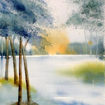 Картина под названием "Sur la rivière" - Jocelyne Dumont, Подлинное произведение искусства