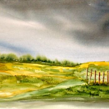 Painting titled "printemps en Aubrac" by Jocelyne Dumont, Original Artwork