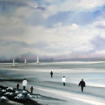 Painting titled "plage de Fort mahon" by Jocelyne Dumont, Original Artwork