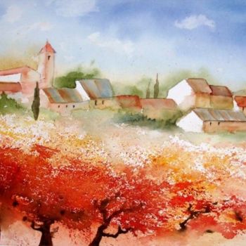 Painting titled "dans les vignes" by Jocelyne Dumont, Original Artwork