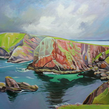 Painting titled "Tory Island, Ireland" by Emma Cownie, Original Artwork, Oil Mounted on Wood Stretcher frame