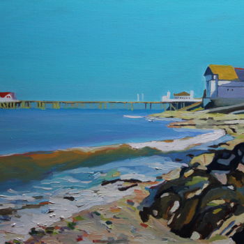 Painting titled "Mumbles Pier from K…" by Emma Cownie, Original Artwork, Oil