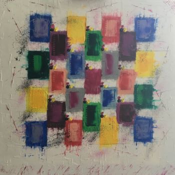 Painting titled "Blocs" by Sandra Merlhou, Original Artwork, Oil