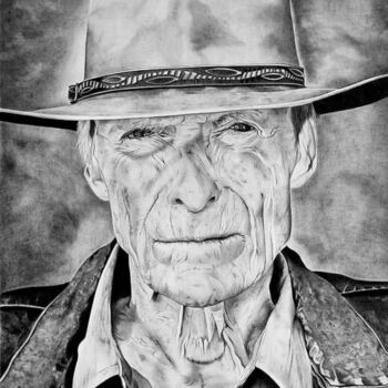 Desenho intitulada "Clint Eastwood Art" por Emma Mallaroni, Obras de arte originais, Grafite