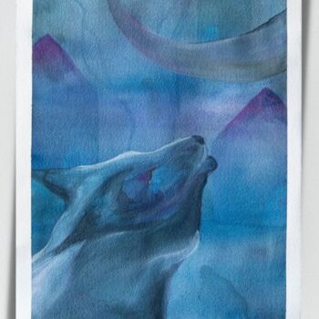 Pintura intitulada "Les deux loups" por Emma Plesse, Obras de arte originais, Guache