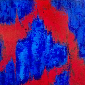 Painting titled "Red and blue" by Emmanuelle Biscara, Original Artwork, Acrylic Mounted on Wood Stretcher frame