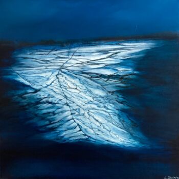 Картина под названием "Un soir de neige" - Emmanuelle Biscara, Подлинное произведение искусства, Акрил Установлен на Деревян…
