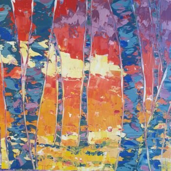 Peinture intitulée "Coloured trees 1" par Emma Heffe, Œuvre d'art originale, Huile