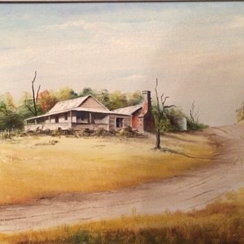 Painting titled "House and road" by Emma Kelly, Original Artwork, Oil