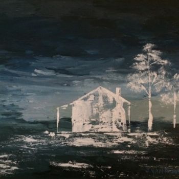 Painting titled "House on Water" by Emma Kelly, Original Artwork, Oil