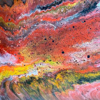 Painting titled "Coulées volcaniques" by Emma Laroche, Original Artwork, Acrylic
