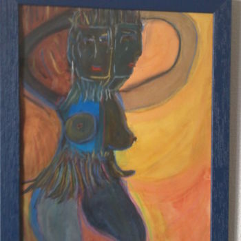 Drawing titled "FEMME AFRICAINE AUX…" by Emmanuel Bolmio, Original Artwork, Chalk