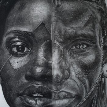 绘画 标题为“The combine” 由Emmanuel Chukwuemeka Ndulue, 原创艺术品, 木炭