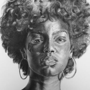 Peinture intitulée "Ebonee Davis" par Emmanuel Chukwuemeka Ndulue, Œuvre d'art originale, Fusain