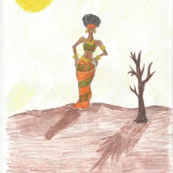 Painting titled "A mulher ao sol" by Emmanuel Costa, Original Artwork, Pastel