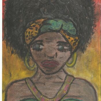 Pintura intitulada "a menina Zandila" por Emmanuel Costa, Obras de arte originais, Pastel