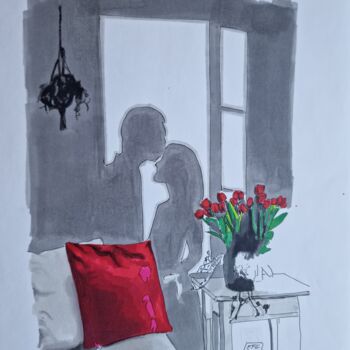 "weekend en couple" başlıklı Resim Emmanuel Forgues tarafından, Orijinal sanat, Işaretleyici
