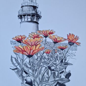 Dessin intitulée "un phare" par Emmanuel Forgues, Œuvre d'art originale, Crayon