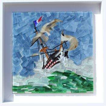 Collages titled "EN PERDITION" by Emmanuel Landais, Original Artwork, Collages Mounted on Wood Panel
