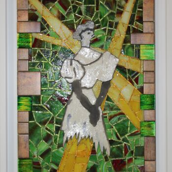 Collages titled "LA MUSE DE LAUTREC" by Emmanuel Landais, Original Artwork, Collages Mounted on Wood Panel