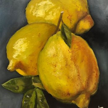 Painting titled "Les Citrons" by Emmanuel Le Pogam, Original Artwork, Oil