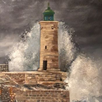 Painting titled "Le Phare de Cassis" by Emmanuel Le Pogam, Original Artwork, Oil