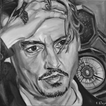 Malerei mit dem Titel "Johnny Depp" von Emmanuel Le Pogam, Original-Kunstwerk, Öl