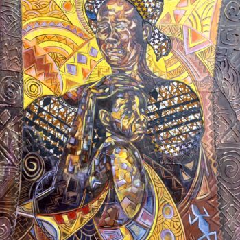 Painting titled "Mother's cry" by Emmanuel Olaleye, Original Artwork, Acrylic