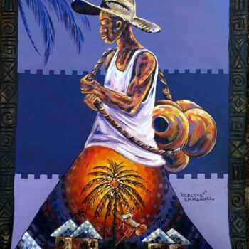 Painting titled "Cultural Heritage (…" by Emmanuel Olaleye, Original Artwork, Acrylic Mounted on Wood Stretcher frame