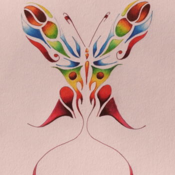 Dessin intitulée "papillon" par Emmanuel Pagnac, Œuvre d'art originale, Crayon
