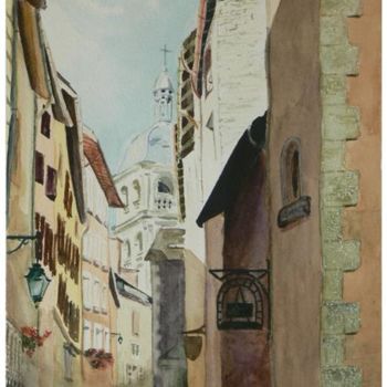 Malerei mit dem Titel "Briançon, la basili…" von Emmanuel Bochet, Original-Kunstwerk, Öl