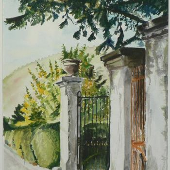 Painting titled "Portail à La Murette" by Emmanuel Bochet, Original Artwork, Oil