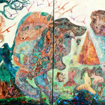 Schilderij getiteld "Alice en pays chama…" door Emaëlle, Origineel Kunstwerk